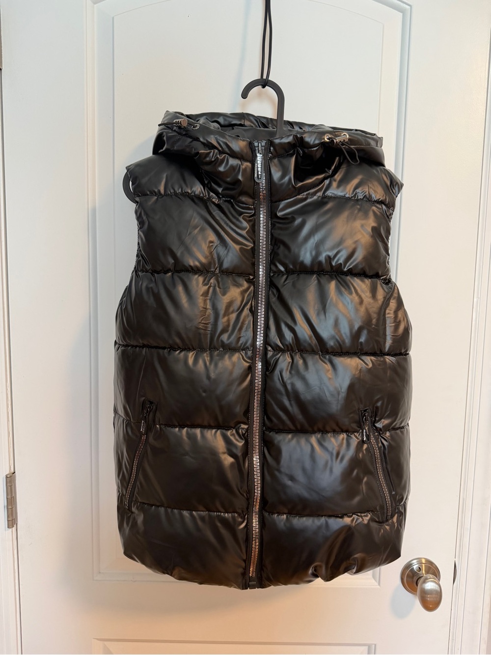 Kids Black Puffer Vest with Hood